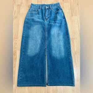 New jean skirt maxi woman size small denim modest long